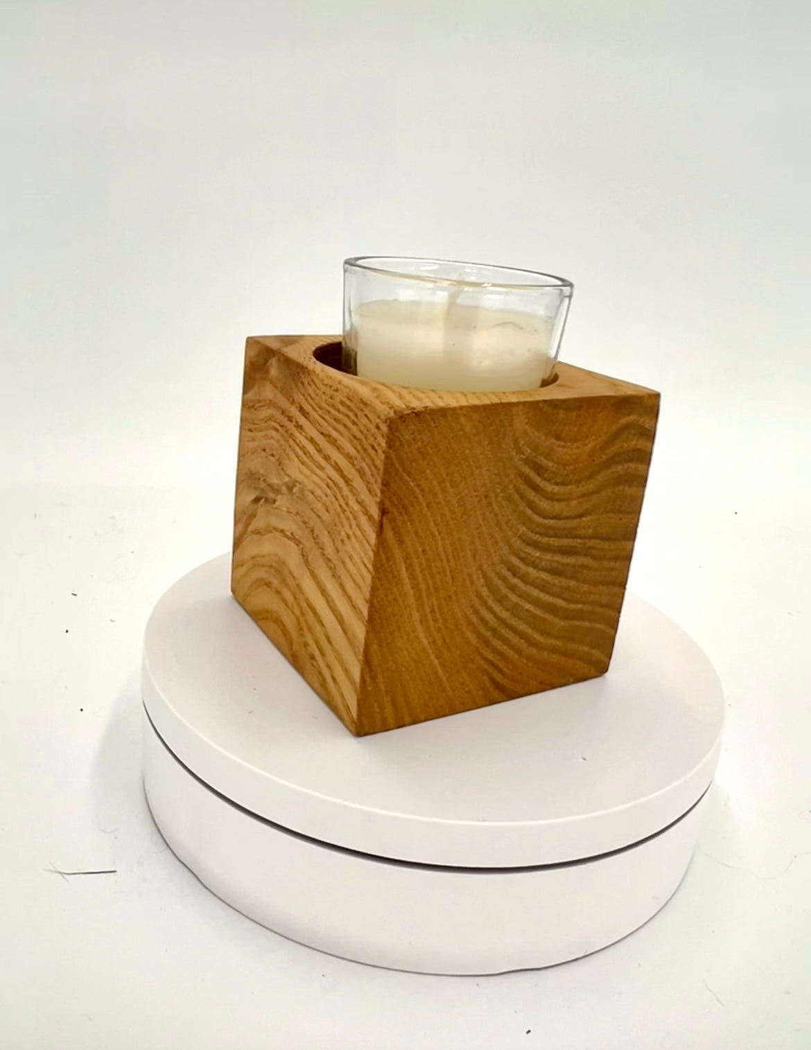 Minimalist Hardwood Cube Candle Holder