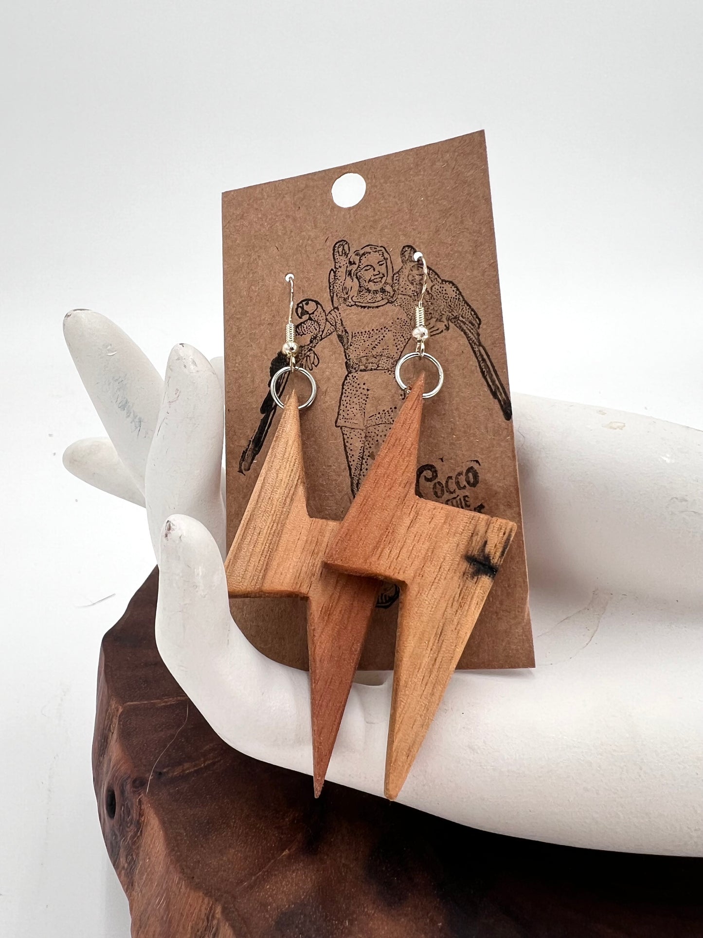 Walnut Lightning Bolt Earrings