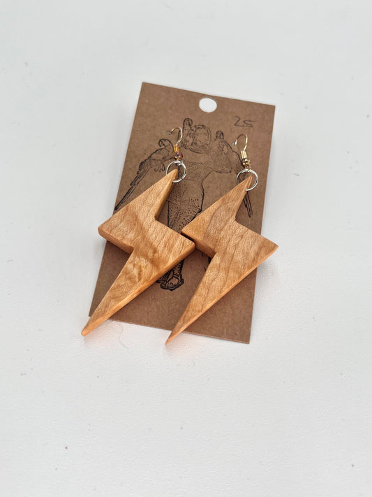 Lightning Bolt Wood Earrings