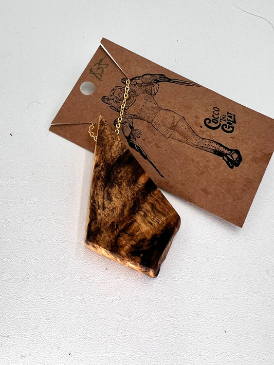 Spalted Maple Wood Pendant Necklace