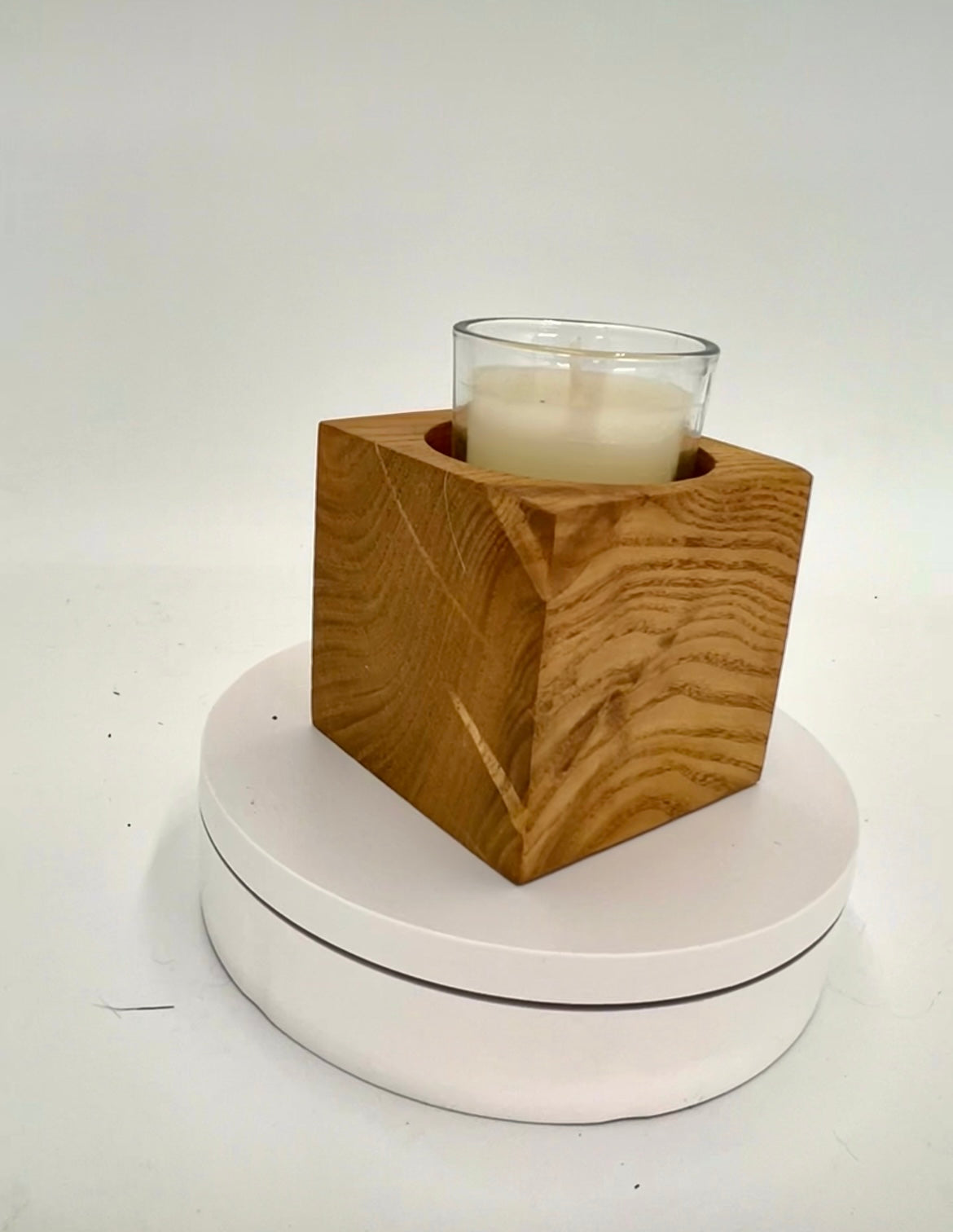 Minimalist Hardwood Cube Candle Holder