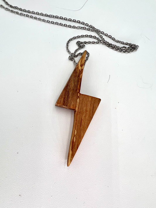 Lightning Bolt Wood Necklace
