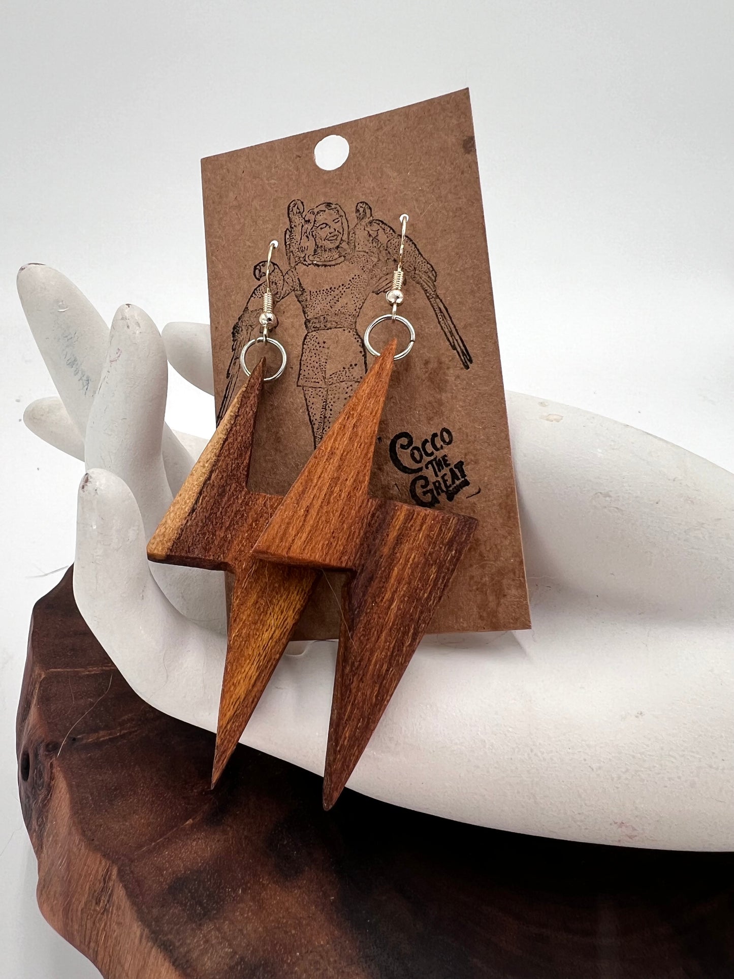 Hardwood Lightning Bolt Earrings